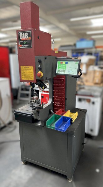 Haeger 618-MSP  w/ IMSTP (Inch/Metric Standard Manual Tooling Package), TPS-Tooling Protection System, Batch Counter, In-tank hydraulic filter system, Variable dwell timer for use with hard material, and Adjustable Stroke 10 to 200mm