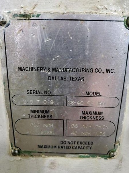 30,000 lbs x 40" x .135" Rowe Servo Coil Feed Line