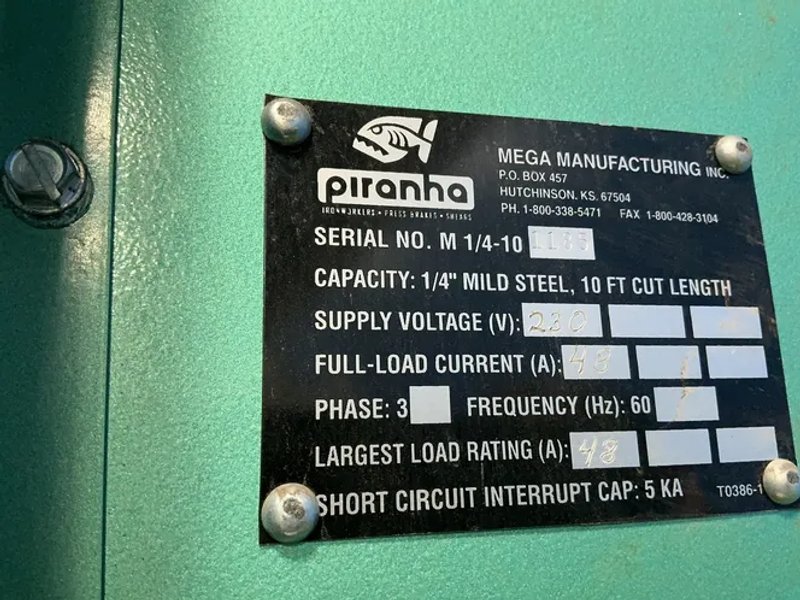 Piranha 1/4" X 10' Shear