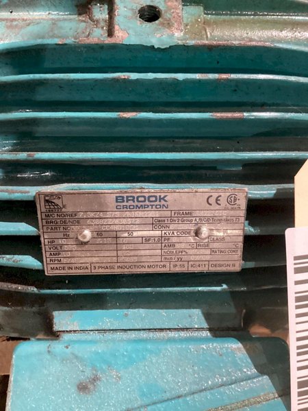 BROOK CROMPTON CC4N0105C 10HP MOTOR, 3PH, 1740 RPM USED
