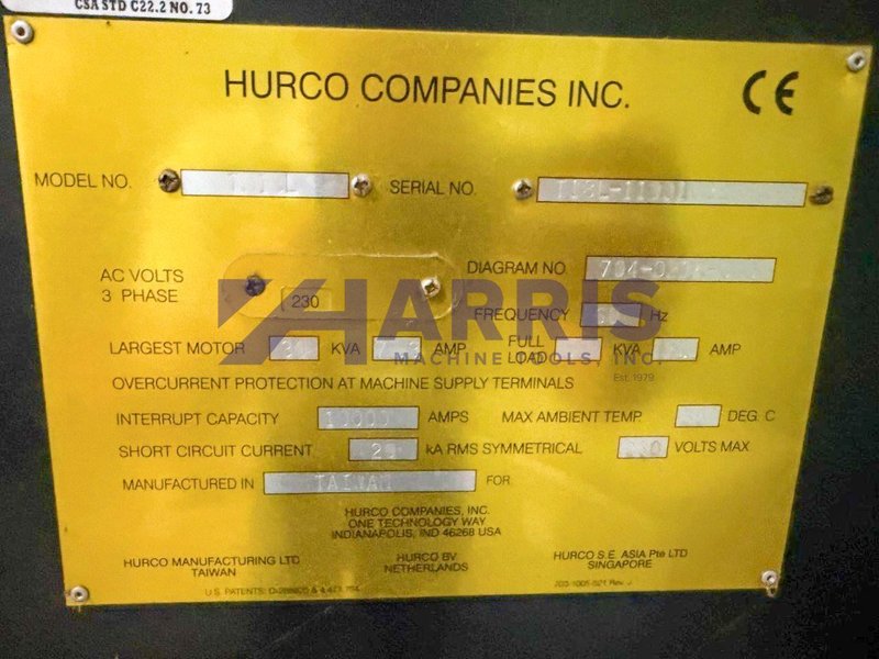 Hurco Slant Bed CNC Lathe Model TM18L with 6" hole, 18" Hydraulic Chuck and Hurco Max controls