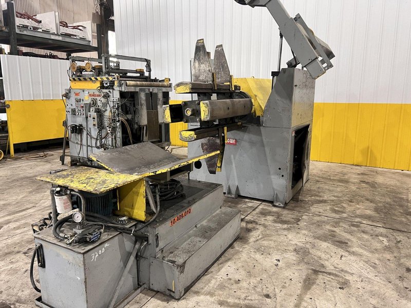 40” X 12,000 LBS X .110” ROWE COIL REEL, CAR, &amp; STRAIGHTENER FEED LINE: STOCK #  21624