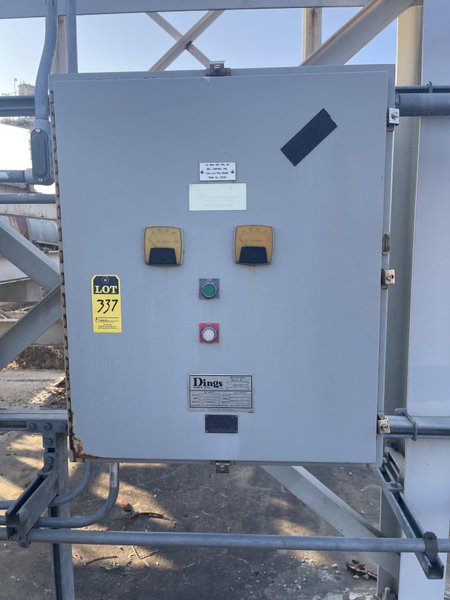 DIngs model 134849 36" x 72" centers cross belt electric magnetic belt conveyor with drive and controls s/n 170210 product 33a spl cbsc, 175 volt dc, 6483 watts with DIngs model 6.5k4d4811-4sp rectifier 480 volt, 9 amp, 6500 watts, s/n 134971
