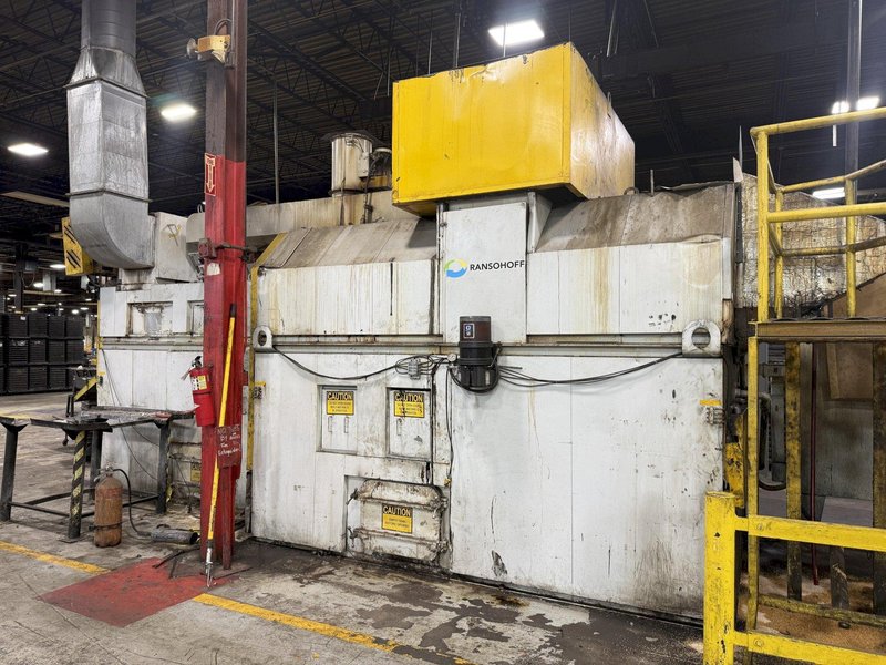 48" X 3-STAGE RANSOHOFF ROTARY DRUM BATCH AUTOMATIC PARTS DEBURR &amp; WASHER SYSTEM, NEW 2013: YOBRO #24300
