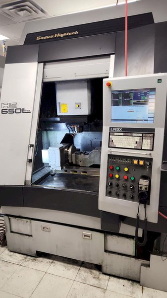 SODICK High Tech HS650L High Speed 5-Axis Vertical Machining Center 2008 equipped with Sodick HighTech, HS650 Linear, Sodick LN5X control, 675mm x 500mm x 300mm travels, 3285 Hours of run time, 40,000 RPM Spindle, HSK E32, 16 tool carousel, Renishaw Probe, Bloom Laser Tool Setter