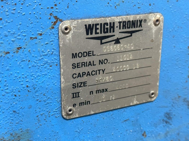 40,000 LBS X 60" X 60" WEIGH-TRONIX  MODEL #DS60X60-40 PLATFORM FLOOR SCALE: STOCK #17925