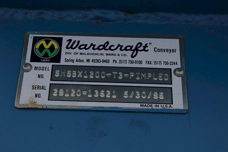 WARDCRAFT INCLINED CHIP CONVEYOR: STOCK #76350