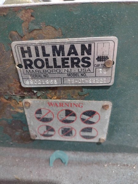 (2) 75 TON HILLMAN MODEL #75-OT ROLLER TYPE MACHINERY MOVING SKATES: STOCK #22986