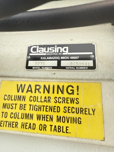 CLAUSING 20 2276 DRILL PRESS. STOCK #0886325