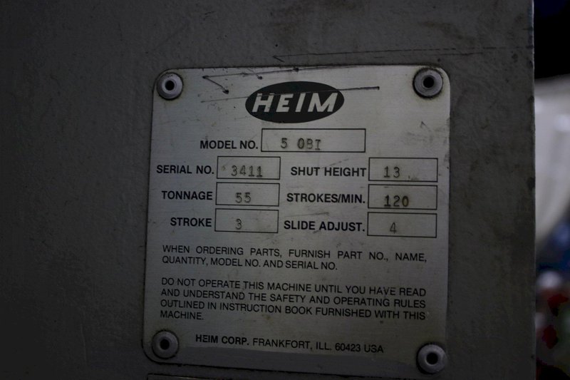 55 TON HEIM OBI FLYWHEEL PRESS: STOCK #75940