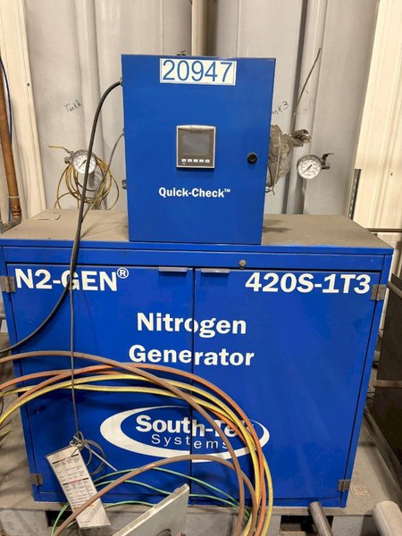 South-Tek Systems N2-GEN 420S-1T3 PSA Nitrogen Generator, 2018 – 40 HP Sauer High-Pressure Air Compressor, ASME-Code Nitrogen/Air Storage Vessels