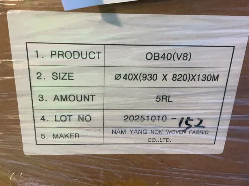 Nam Yang Ø40 X (930 X 820) X 130m Non-woven Fabric Rolls - Ob40(v8)