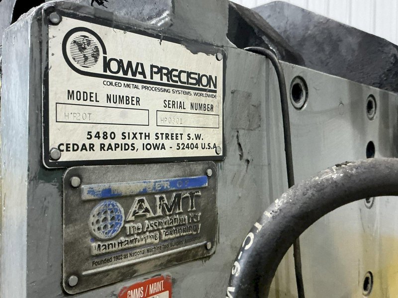 20 TON IOWA PRECISION MODEL #HP20T HYDRAULIC CUTOFF PRESS with DIE ACCELERATOR AND BECK CONTROLS: YOBRO #25049