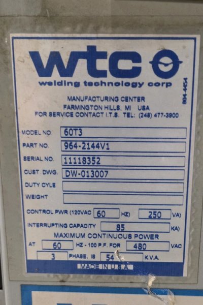 WTC WT60T3 PART# 964-2144V1 WELDING CONTROL UNIT  W/ GEN 6 INVERTERUSED