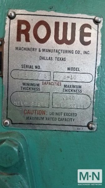 ROWE MODEL B-10 STRAIGHTENER/COIL FEEDER