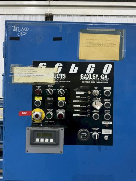 30" X 40" SELCO MODEL HSO-128A AUTO-TIE TOP LOADING HORIZONTAL HYDRAULIC BALER SYSTEM, W/ CONVEYOR &amp; DUMP HOPPER: YOBRO #26210