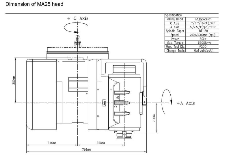 Johnford - Dmc4100LH X: 4100 - Y: 2800 - Z: 800 mm CNC 5 axes