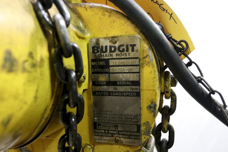 1/4 TON BUDGIT ELECTRIC POWERED CHAIN HOIST: STOCK #12001