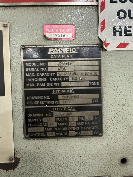 PACIFIC J230-12 HYDRAULIC PRESS BRAKE