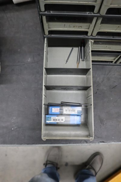 Multi-Drawer Cabinet (16) with Contents: Carbide End Mills, HSS Drills and More- Auction Item