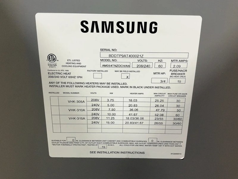 Samsung Air Conditioner - Am054tnzdch/aa