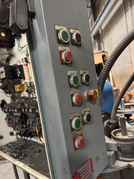 MOYER #7.5 18 2V, SPRING GRINDER, GRINDING WHEELS 18", ROTARY TABLE