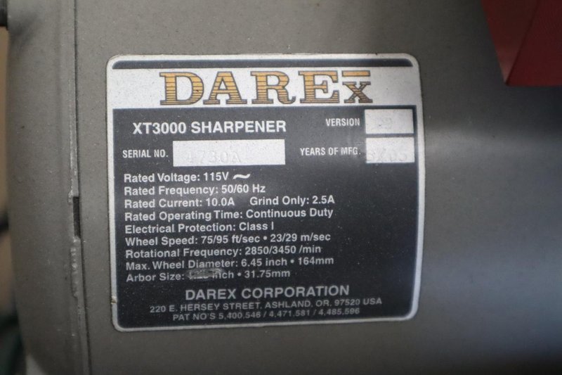 Darex XT3000 Expandable Tool Sharpener with Drawered Cabinet Base, Dust Collector- Auction Item