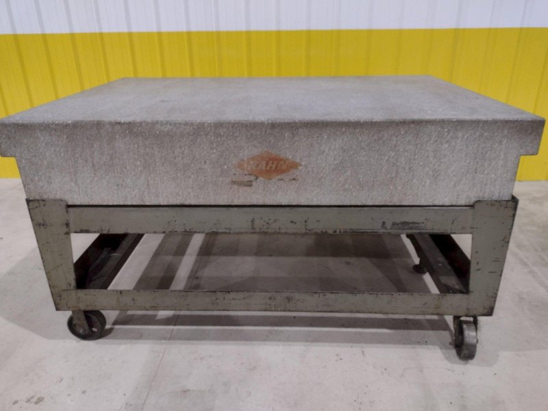 72" X 48" X 12" RAHN GRANITE SURFACE PLATE &amp; TABLE ON CASTERS : STOCK #20060