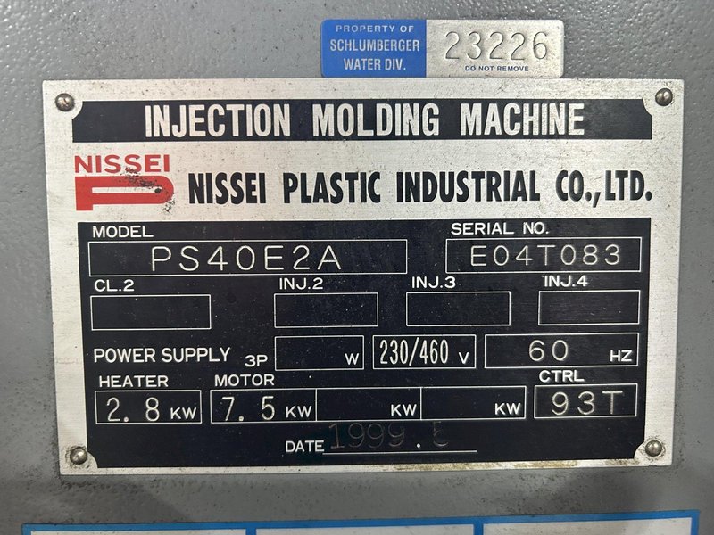 Nissei PS40E2A Used Injection Molding Machine, 44 Ton, 0.6 oz.