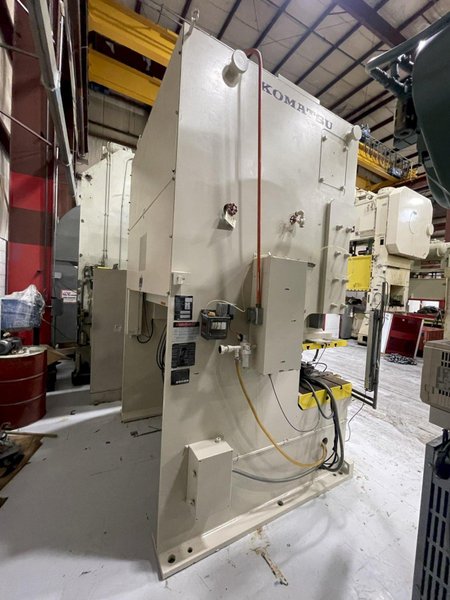 150 ton Komatsu Double Crank Used Mechanical Metal Stamping Press For Sale Model OBW150-2, Year 1987