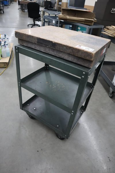 Starrett Granite Surface Plate, Pink, 2-Ledge, with Stand - 24"  18" x 4"- Auction Item