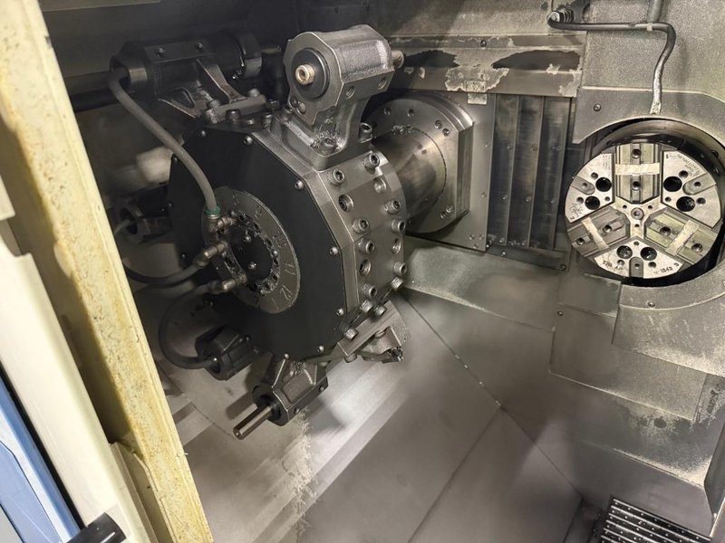 Muratec MW-120II CNC Lathe, 2020 – Twin Spindle, Twin Turret, Overhead Gantry Loader, Feeder Table, Part Conveyor