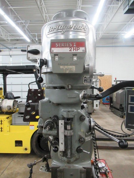 Bridgeport Series I-2HP Vertical Knee Mill, 2-Axis DRO, 9" x 48" Table, X &amp; Y-Axis Power Feeds