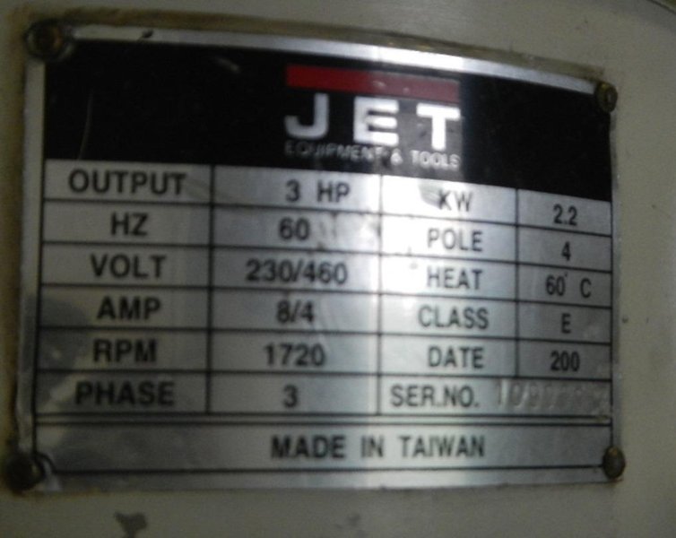 9" x 49" JET Vertical Milling Machine Model JTM-4VS,  3 HP