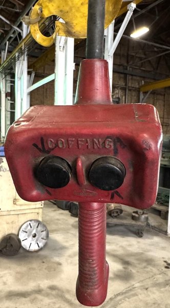 500 Lb. Coffing Electric Hoist, 11' Drop, Pendant, Chain Bucket, 1 Phase