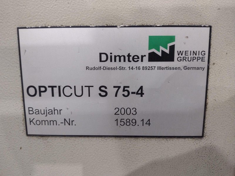 6" HIGH X 14" WIDE WEINIG DIMTER  OPTICUT MODEL #S75 CROSS-CUT AUTOMATIC WOOD SAW, NEW 2003: STOCK #22923