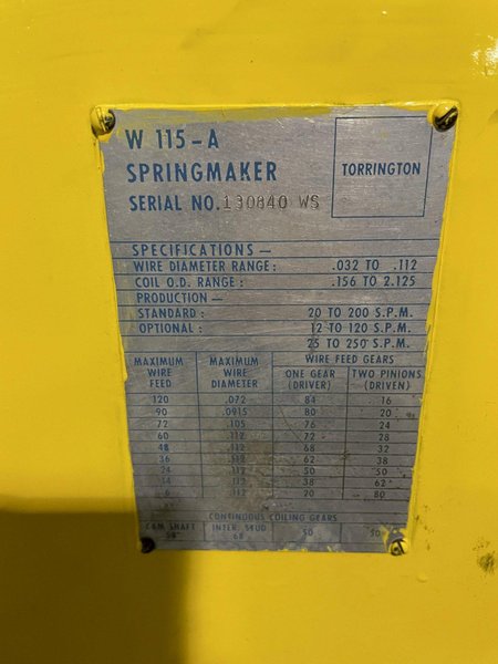 Torrington W-115-A Springmaker