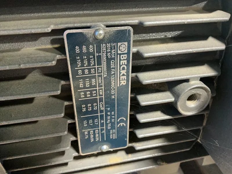 Becker 5.5 / 6.4 Kw  Rotary Vane Vacuum Pump - Vtlf 2.250/0-79