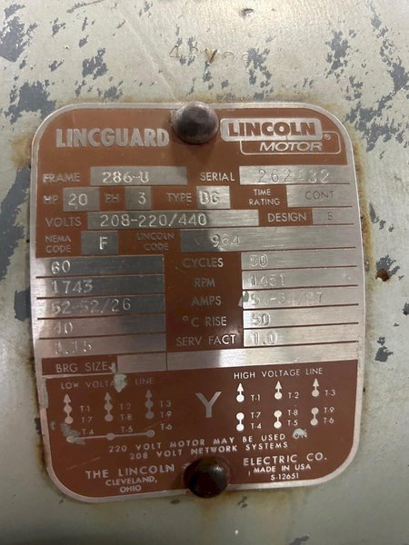 20 HP Gardner Denver Air Compressor. stock #0260324