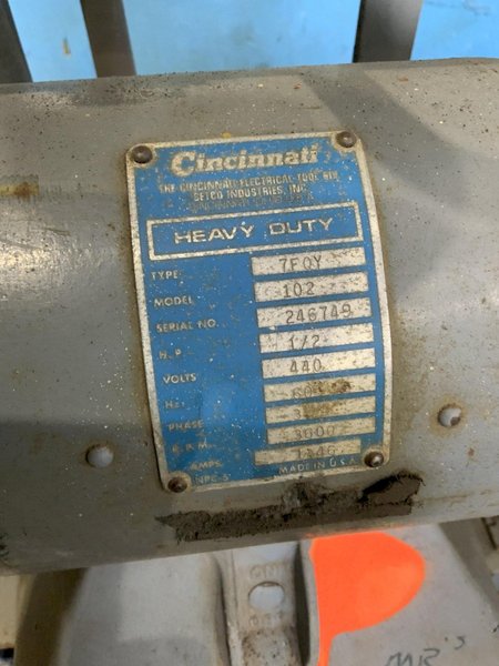 1/2 HP CINCINNATI DOUBLE END GRINDER: STOCK #81496