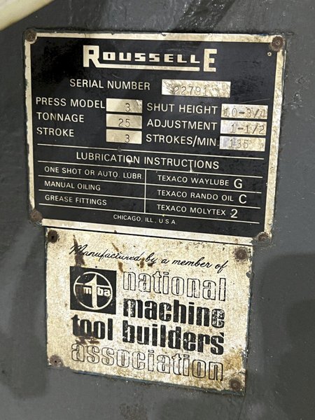 ROUSSELLE MODEL #3 OBI PRESS – 25 TON