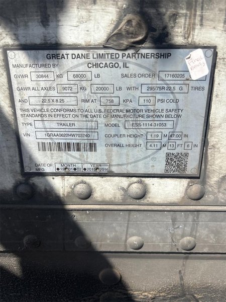 2017 GREAT DANE 53 X 102 703740