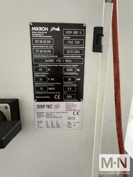 Mikron HSM-600U CNC Vertical Machining Center, 2004