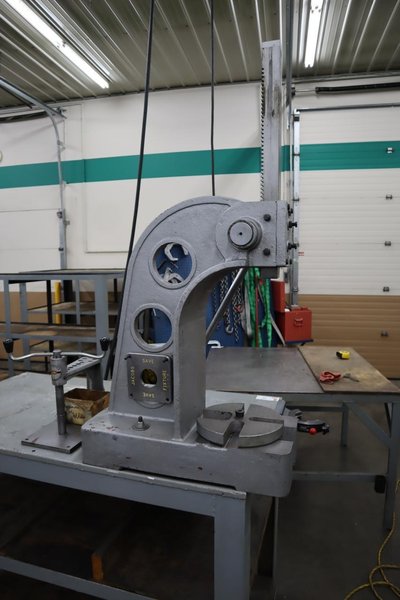 Arbor Press, E-Z Tapper and Bench Vise on Steel Table- Auction Item