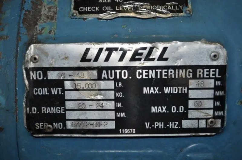 LITTELL 15,000 LB X 48" UNCOILER, STOCK# 13631J