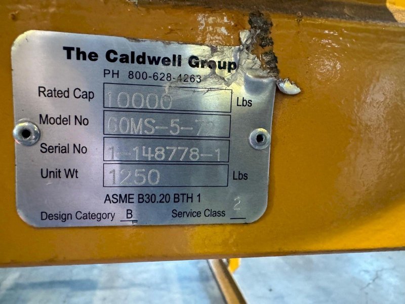 10,000 LB X 96" L X 48" W CALDWELL POWERED ADJUSTABLE SHEET LIFTER. STOCK # 0872024