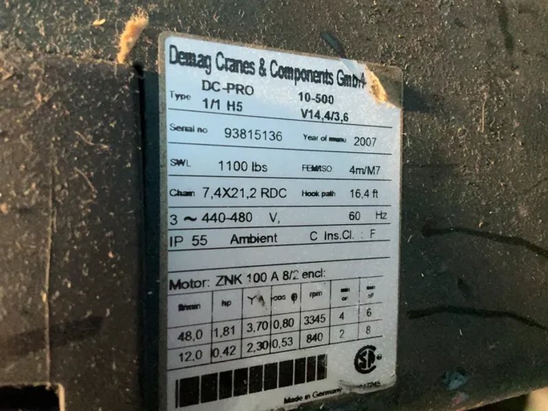 Demag 1100 Lbs Hoist - Dc-pro 1/1 H5