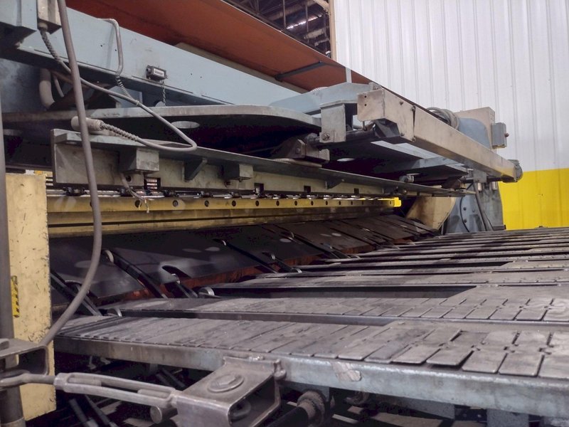 13' x 1/4" AMADA MODEL #M-4065 MECHANICAL POWER SQUARING SHEAR, FRONT GUAGING, CONVEYOR &amp; STACKER: STOCK #19272