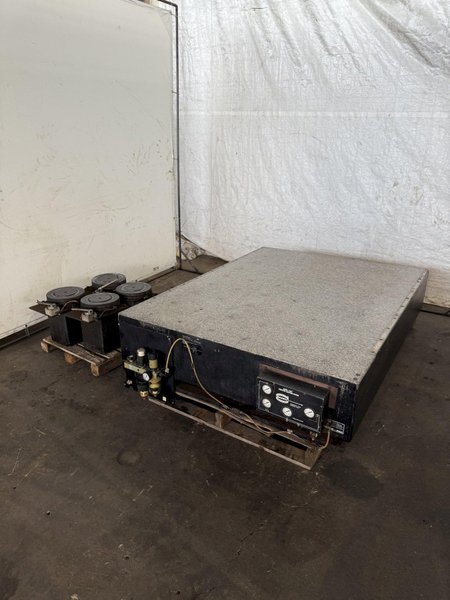 71" X 53" X 12" TRU-STONE GRANITE SURFACE TABLE W/ VIBRATION ISOLATION SYSTEM. STOCK # 0449925.