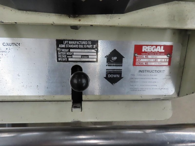 Regal Model RBP66 Electric Lift Table, 1000 LB CAP W Shop Made Hook Hoist- Auction Item